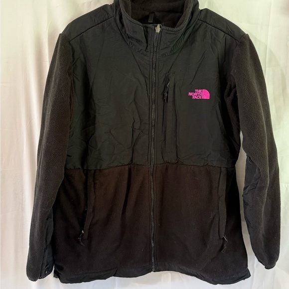 The North Face Black Jacket with Vibrant Pink Logo - Picture 1 of 8
